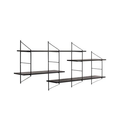 Étagère murale en métal et 4 tablettes en bois noir cendré - VAIK HELLIN, DEPUIS 1862