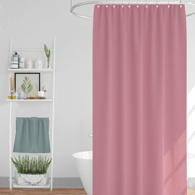 Rideau de douche classique tissu jacquard uni rose WADIGA