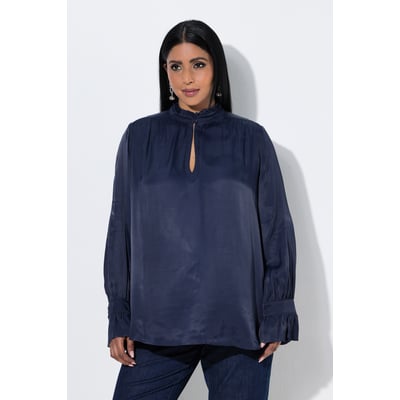 Blouse coupe évasée, col montant avec ruchés ULLA POPKEN