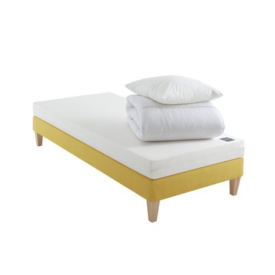Ensemble matelas mousse, sommier, pieds, couette et oreiller Aurore 100 SOMEO