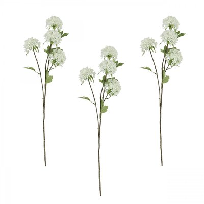 Tige de 4 pompons artificiels blanc 75cm lot de 3 LIGNE DECO