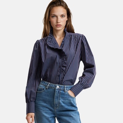 Chemise rayée, col victorien, Signature CHARLÈNE LA REDOUTE COLLECTIONS