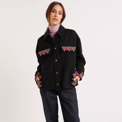 Veste courte à motifs et perles aztèques BELLAMY WILD