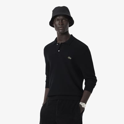 Cotton Garter Stitch Polo Jumper LACOSTE