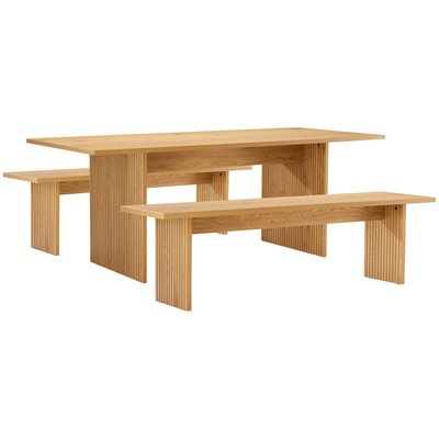 Ensemble table et 2 bancs style scandinave, ALMA HAPPY GARDEN