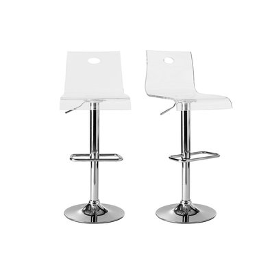 Tabouret de bar design en plexiglas transparent (lot de 2) SATURNE MILIBOO