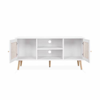 Meuble TV scandinave cannage 2 portes 120cm BOHÈME SWEEEK