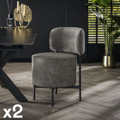 Fauteuil pivotant rond en bouclette grise (lot de 2) GALWAY PIER IMPORT