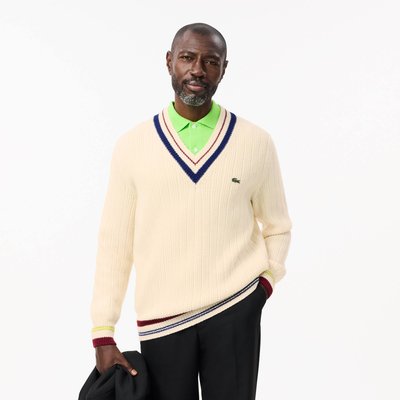 Pull inspiration tennis en laine cardée LACOSTE