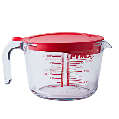 Verre doseur mesureur 1L + couvercle Classique PYREX