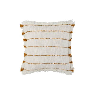 Housse de coussin en Coton à rayures tissées et finition frangée  TAHA MADURA