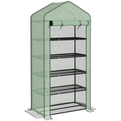 Serre de jardin balcon 5 niveaux porte acier PE OUTSUNNY