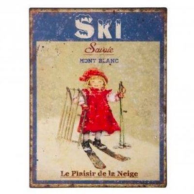 Plaque décorative murale métal vintage montagne Savoie 25x33cm WADIGA
