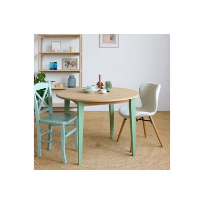 Table ronde extensible en bois 4/6 places D105 pieds colorés - VICTORIA HELLIN, DEPUIS 1862