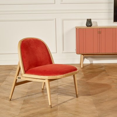 Fauteuil, en chêne et velours, SUZETTE ROBIN DES BOIS