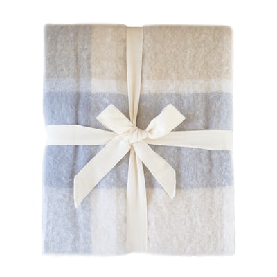Plaid à carreaux aspect mohair avec franges - QABANE HOME MAISON