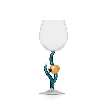 Verre à pied vin poisson  MARINE GARDEN yellow fish ICHENDORF