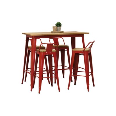Ensemble table haute et tabourets métal industriel AUBRY GASPARD