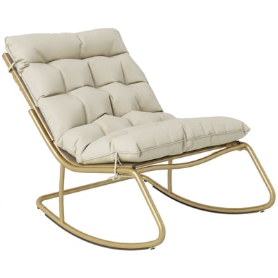 Fauteuil à bascule Acier Beige Kaki OUTSUNNY
