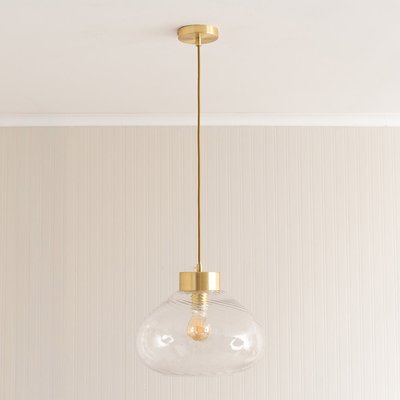 Brushed Metal Ceiling Pendant Light with Spiral Glass Shade SO'HOME