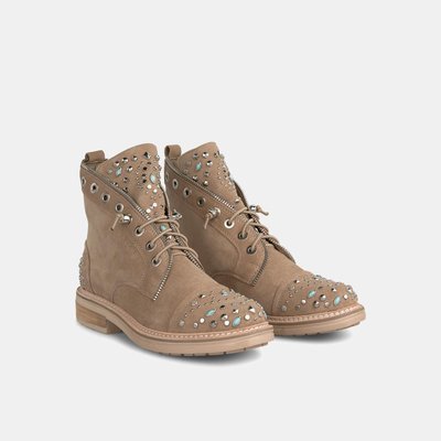 Bottines plates en cuir avec clous ALMA EN PENA