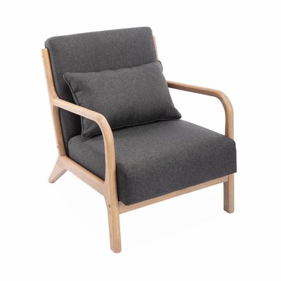 Fauteuil scandinave bois d'hévéa et tissu LORENS SWEEEK