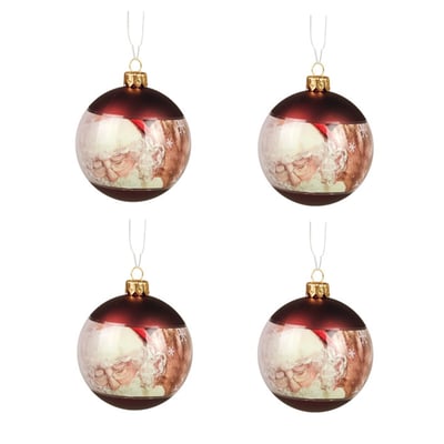 Lot de 4 boules de Noël Père Noël – Or EDEN