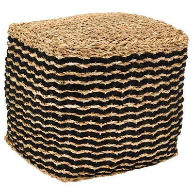 Pouf carré en jonc naturel et noir AUBRY GASPARD