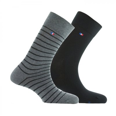 Lot de 2 paires de mi-chaussettes à rayures fabriquées en France KINDY