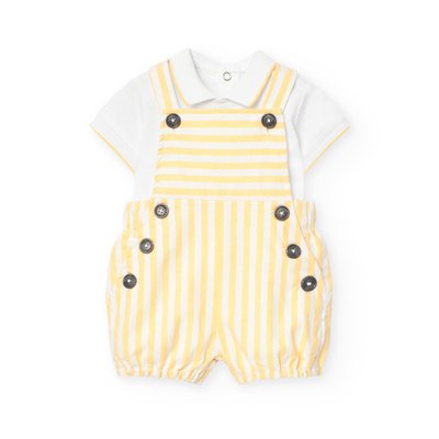 Ensemble polo et salopette courte rayée BOBOLI