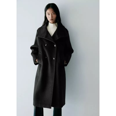 Manteau en mélange de laine à col cheminée MANGO