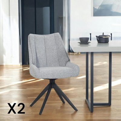 Chaise grise pivotante en velours texturé (lot de 2) IENA PIER IMPORT