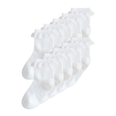 Socquettes coton à volants, 10 paires NEXT
