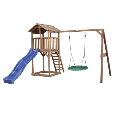 AXI Beach Tower avec balancoire nid Marron Bleu Toboggan AXI HOUSE