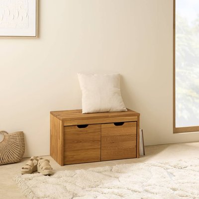 Banc bois massif 2 cubes de rangement - CYRIEL CAMIF