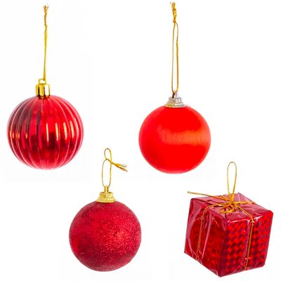 Set de 20 boules de Noël rouges - 4cm WADIGA