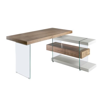 Bureau de noyer et verre trempé ANGEL CERDA