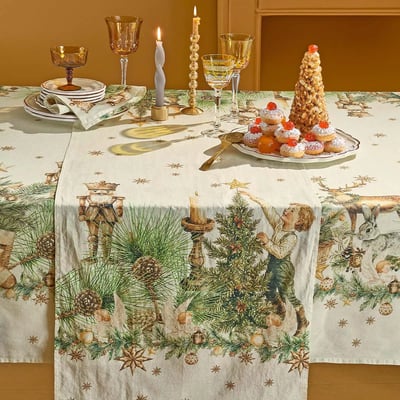 Chemin de table lin & coton lavé NOEL VINTAGE GARNIER THIEBAUT