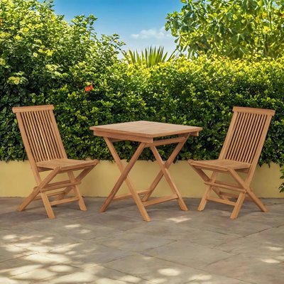 Ensemble table et 2 chaises de jardin en teck Harry WANDA COLLECTION