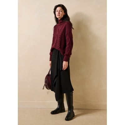 Jupe midi fluide asymétrique taille haute LA FEE MARABOUTEE
