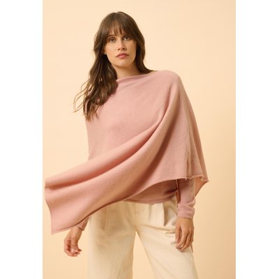 MEREDITH poncho col bateau bois de rose en cachemire JUST CASHMERE