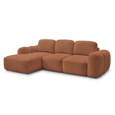 Canapé d'angle convertible 4 places en tissu bouclette, MONTAIGNE BOBOCHIC