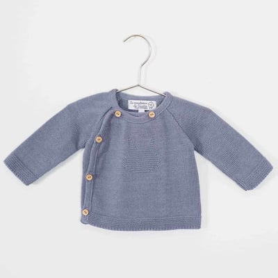 Brassière tricotée 'La Manufacture de Layette' - blanc/marine - Bébé - 13.00