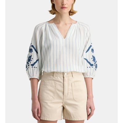 Blouse cara rayures et broderies GALERIES LAFAYETTE