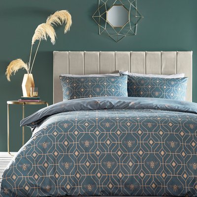 Bee Deco Geometric Cotton Mix Duvet Cover and Pillowcase Set FURN.