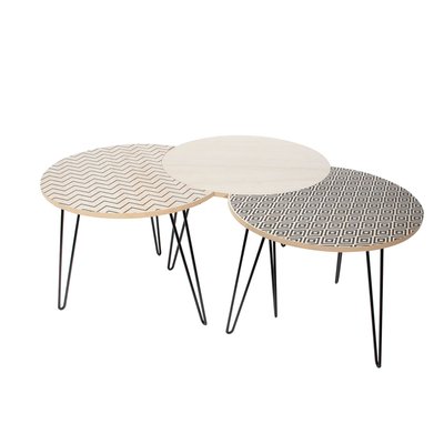 Table gigogne pieds fils (Lot de 3) Beige et blanc CMP