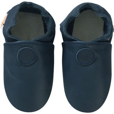 Chaussons bébé cuir souple Uni marine TICHOUPS