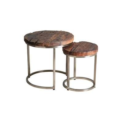 Set 2 tables gigognes en acier et bois massif AUBRY GASPARD