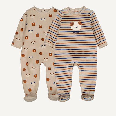 Set van 2 fluwelen 1-delige pyjama's, hondenprint LA REDOUTE COLLECTIONS