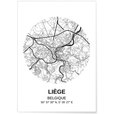 Affiche Carte Liège L'AFFICHERIE